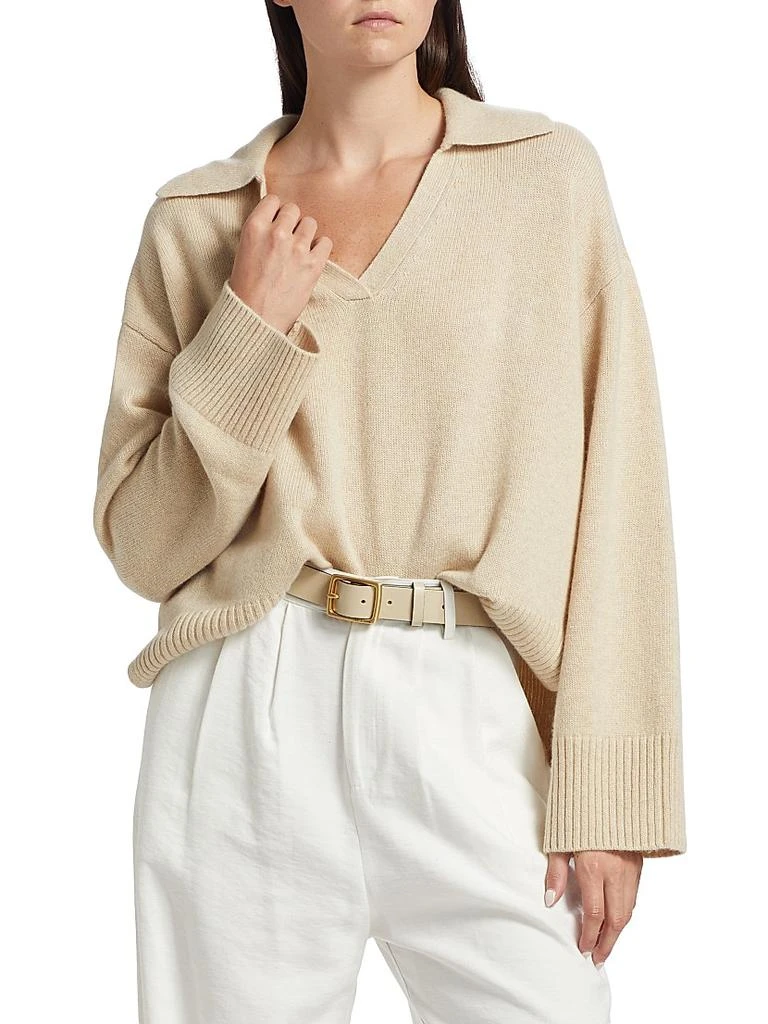 Reformation Sawyer Oversized Cashmere & Wool Polo Sweater 3