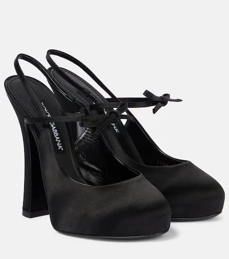 Dolce 
Gabbana Vally satin slingback platform pumps 1