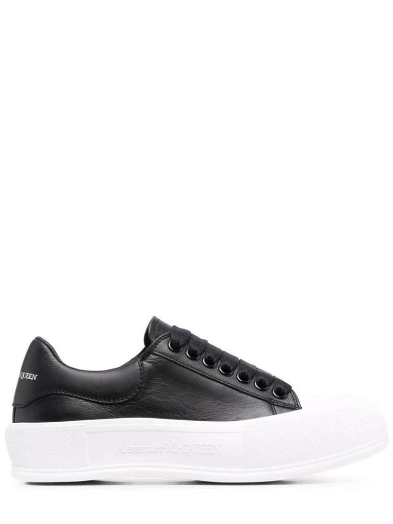 NA Black Deck Lace Up Plimsoll 1