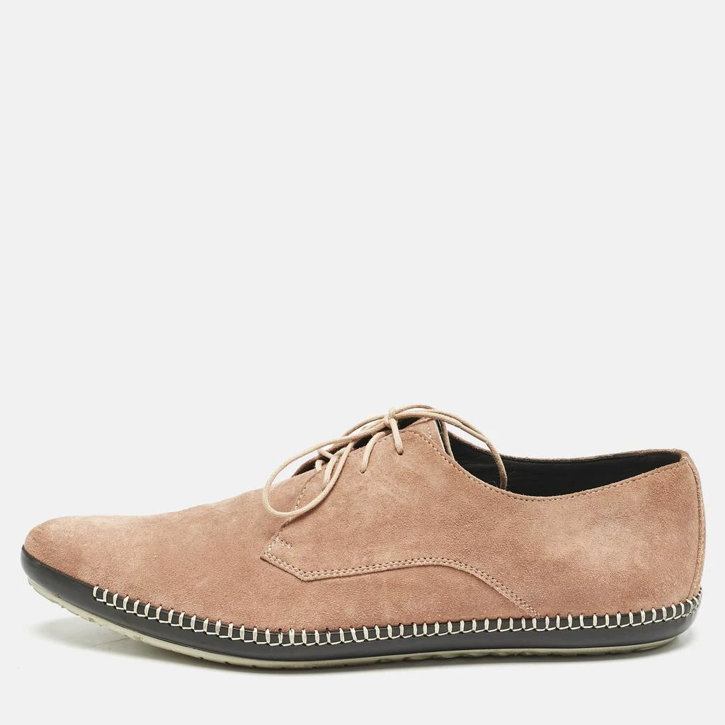 Bottega Veneta Beige Suede Dhalia Pointed Toe Lace Up Derby  display picture 1