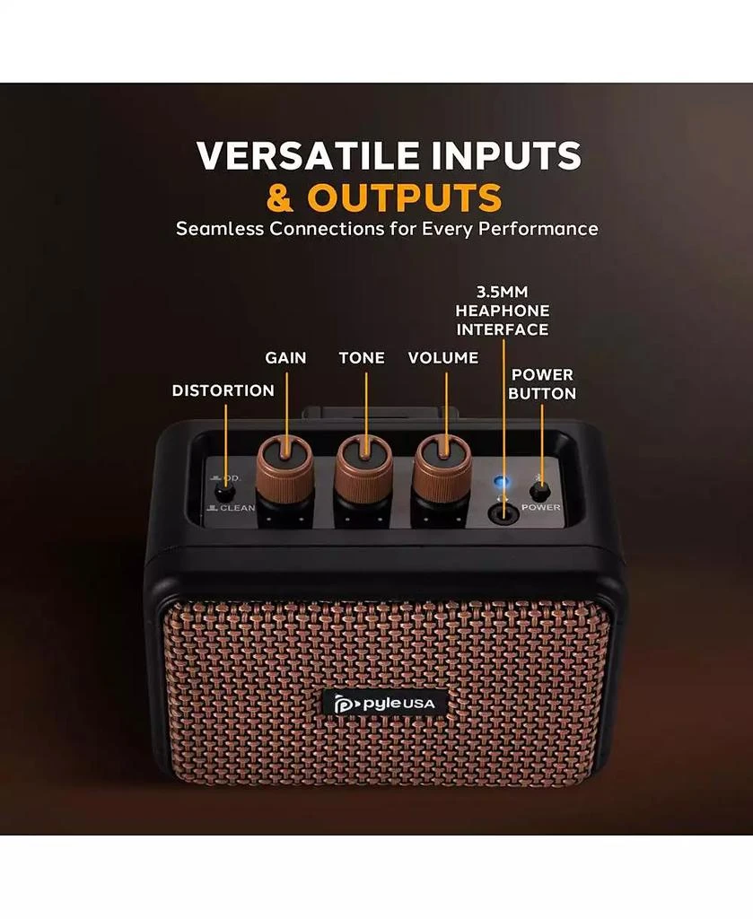 Pyle 5W Portable Mini Electric Guitar Amplifier for Desktop Practice 4