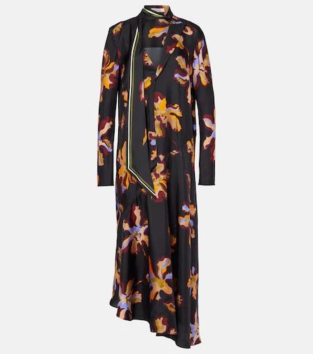 asymmetric printed midi dress Betty Asymmetric Floral Print Midi Dress Orange – Girl In Mind main image 0