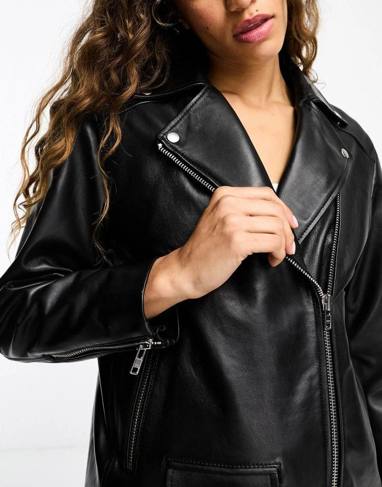 Muubaa Muubaa oversized longline leather jacket in black 2