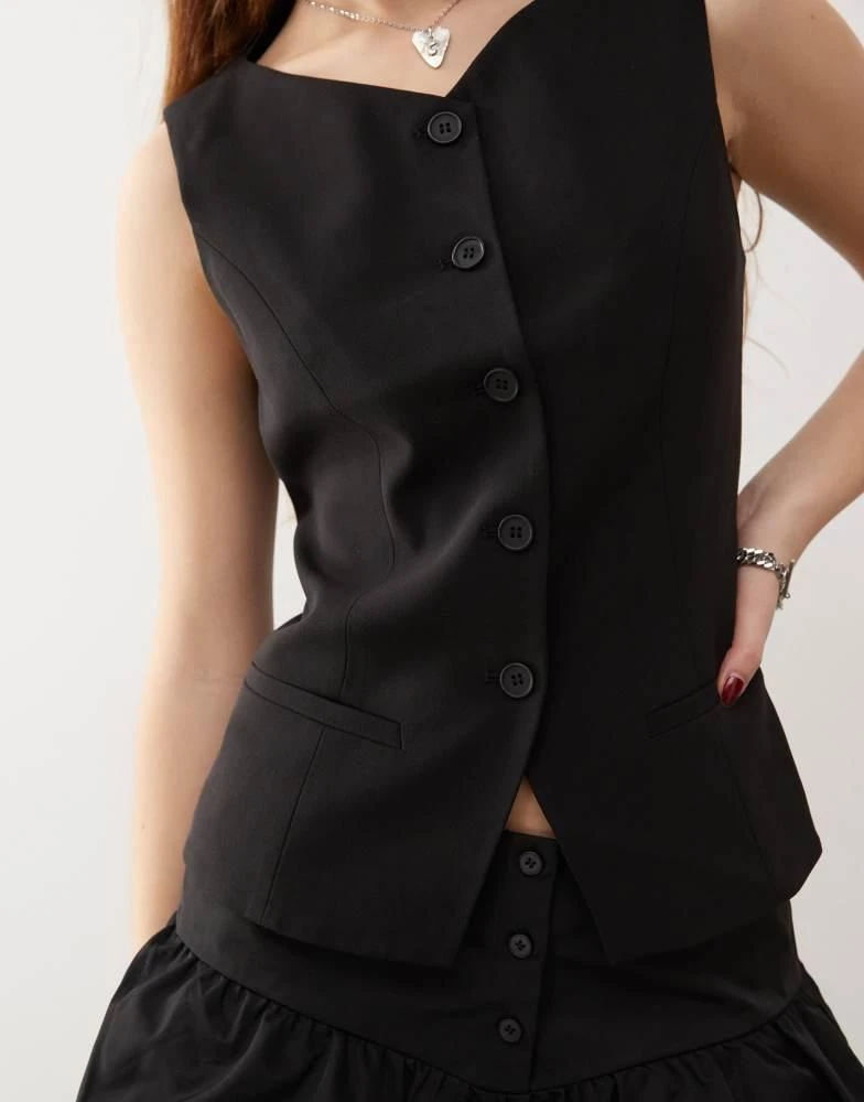 Weekday Weekday Cobra waistcoat top in black 3