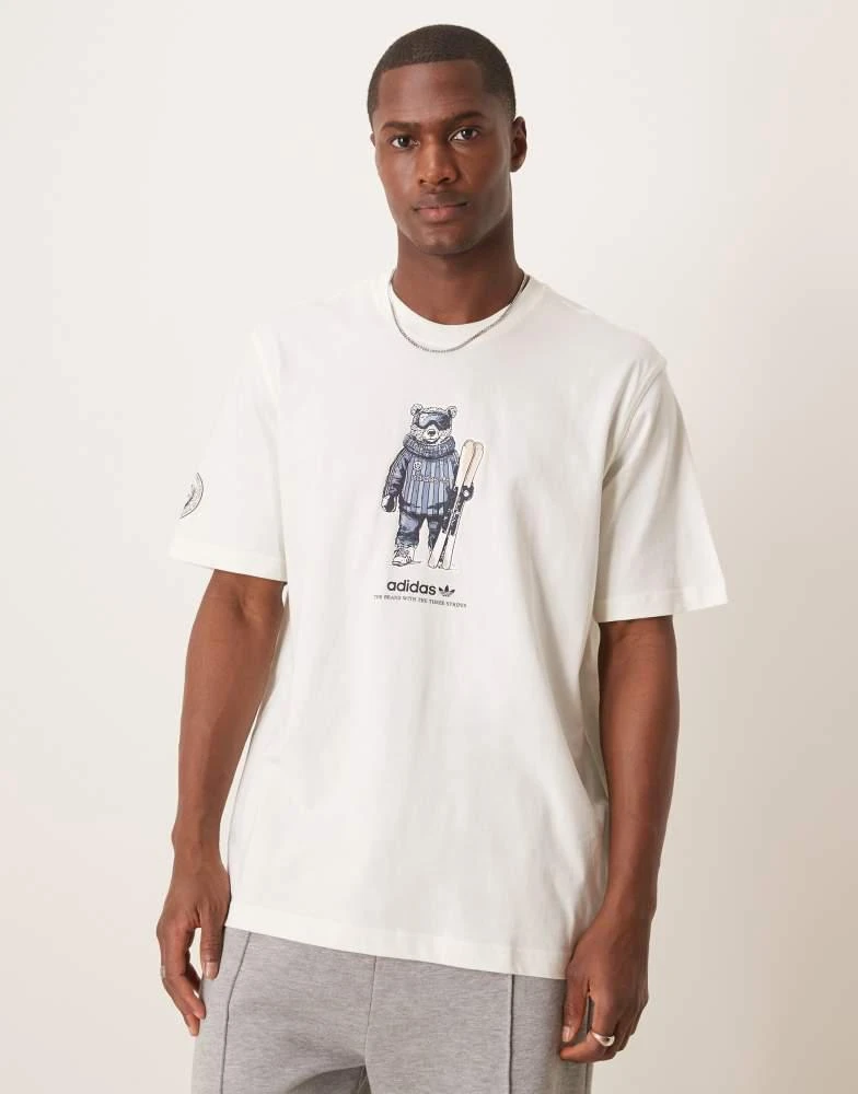 Adidas adidas Originals bear graphic t-shirt in cream 1