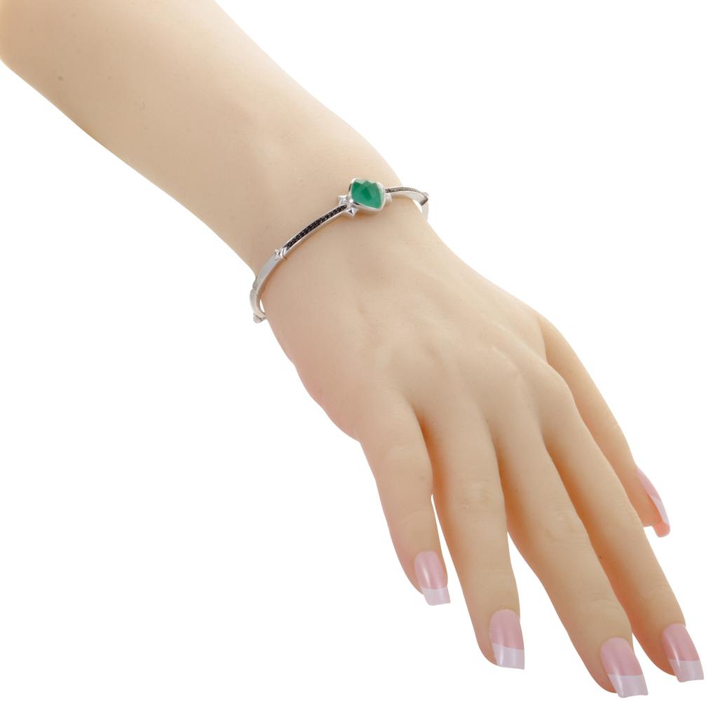 Stephen Webster Superstud Silver Black Sapphire Chrysoprase and Quartz Bangle