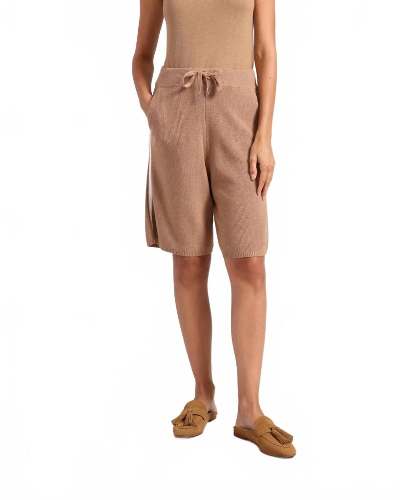 Minnie Rose Cotton Cashmere Baby Shaker Basketball Short In Camel