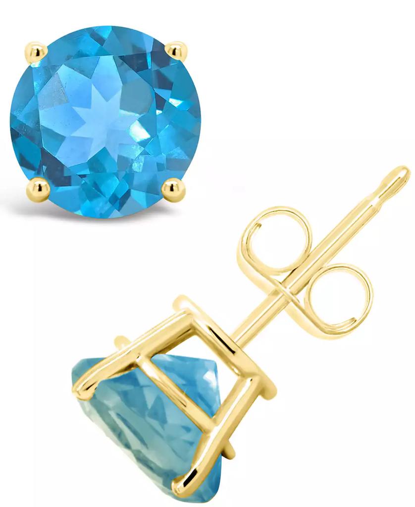Macy's Round-Cut Gemstone Stud Earrings in 14K Yellow Gold