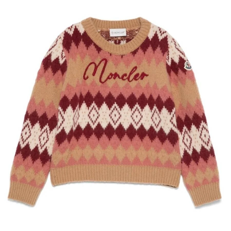 Moncler Kids Fair-Isle Embroidered Wool Sweater