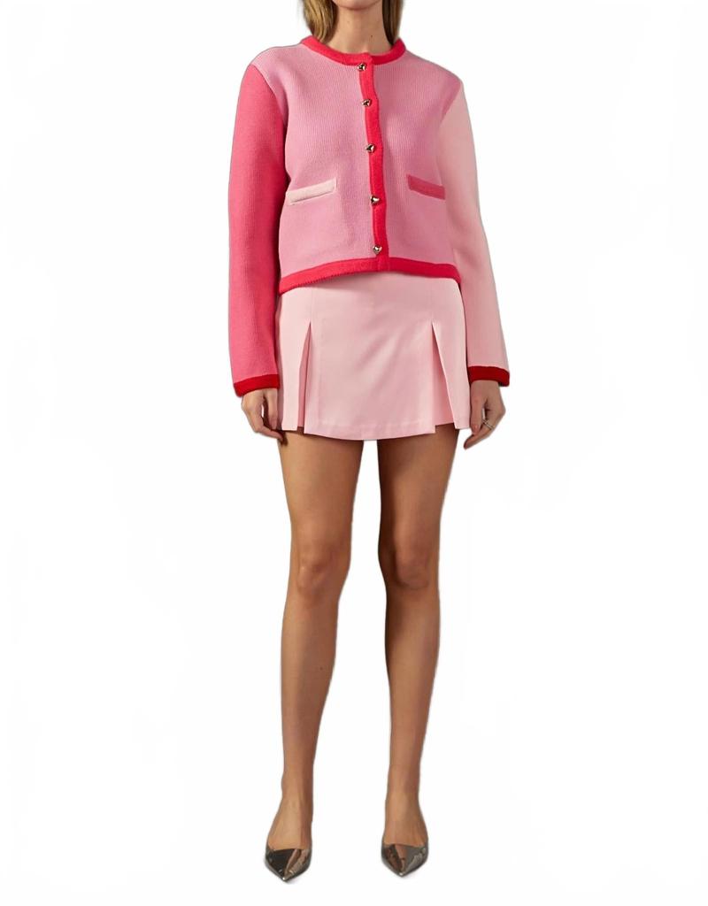 English Factory Satin Single Pleat Skort In Pink