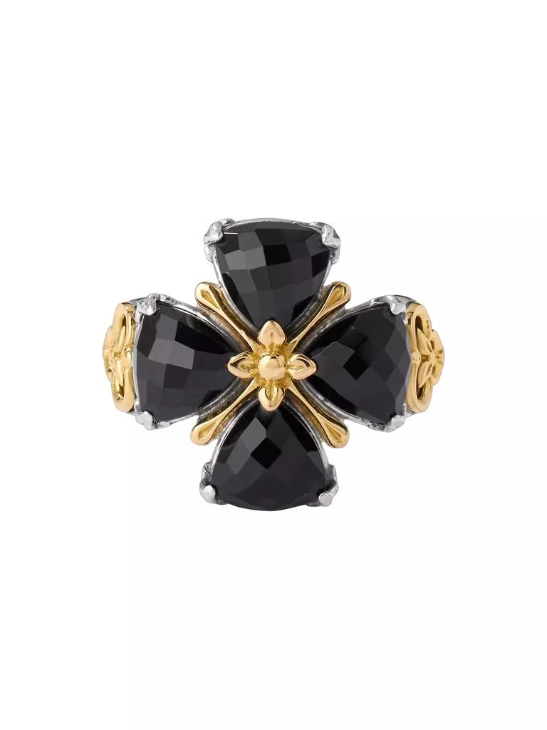 Konstantino Anthos Prism Sterling Silver, 18K Yellow Gold &amp; Black Onyx Flower Ring 3