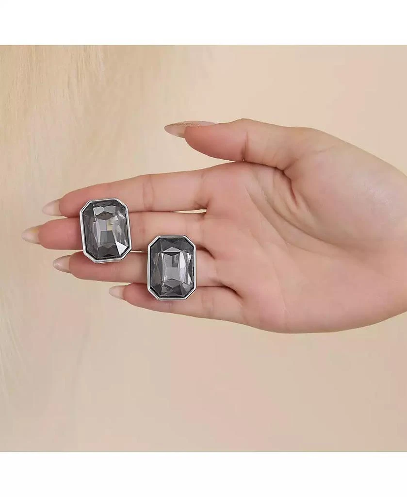Jessica Simpson Faceted Gemstone Stud Earrings in Smoke Grey 4