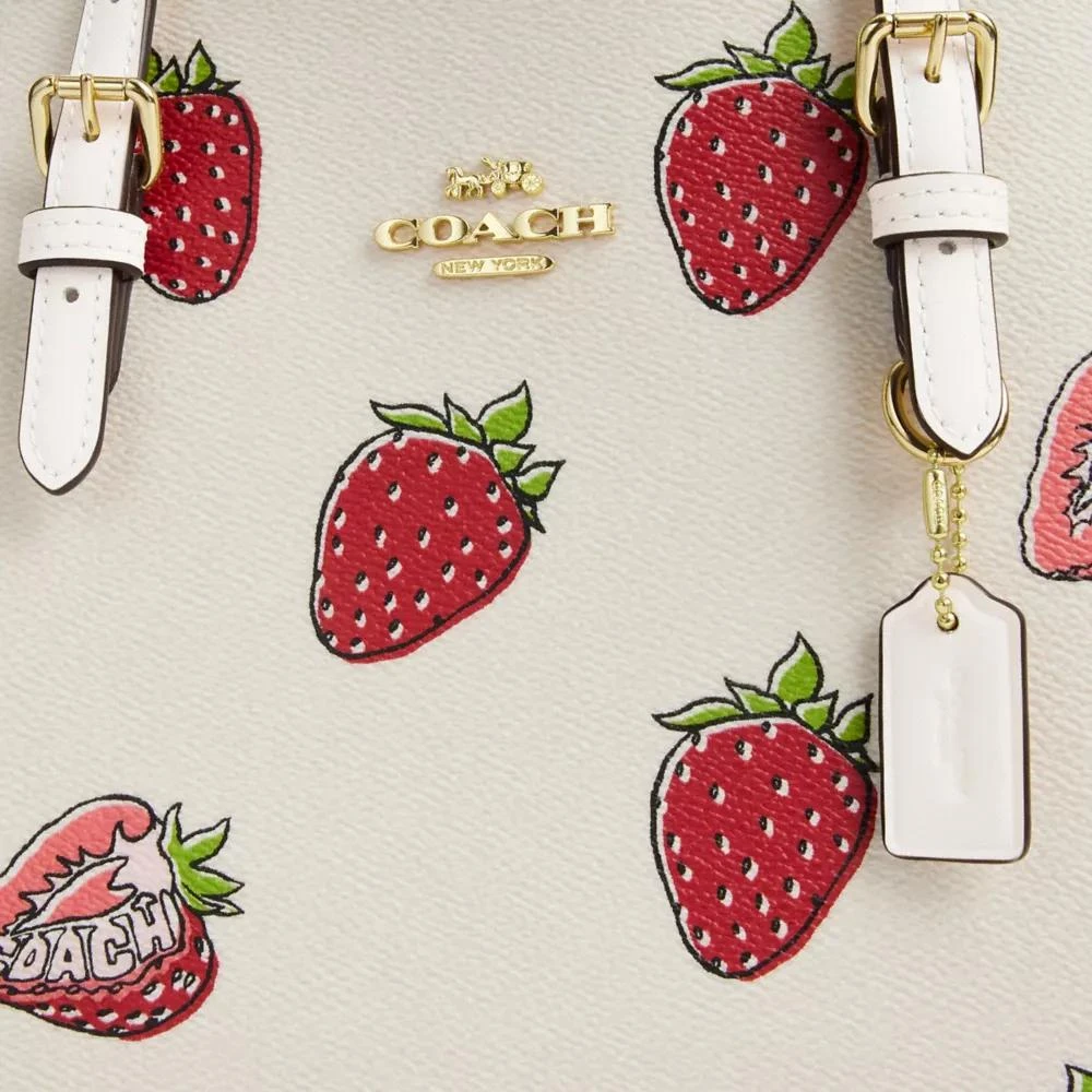 Coach Mollie Tote Bag 25 With Strawberry Print 8