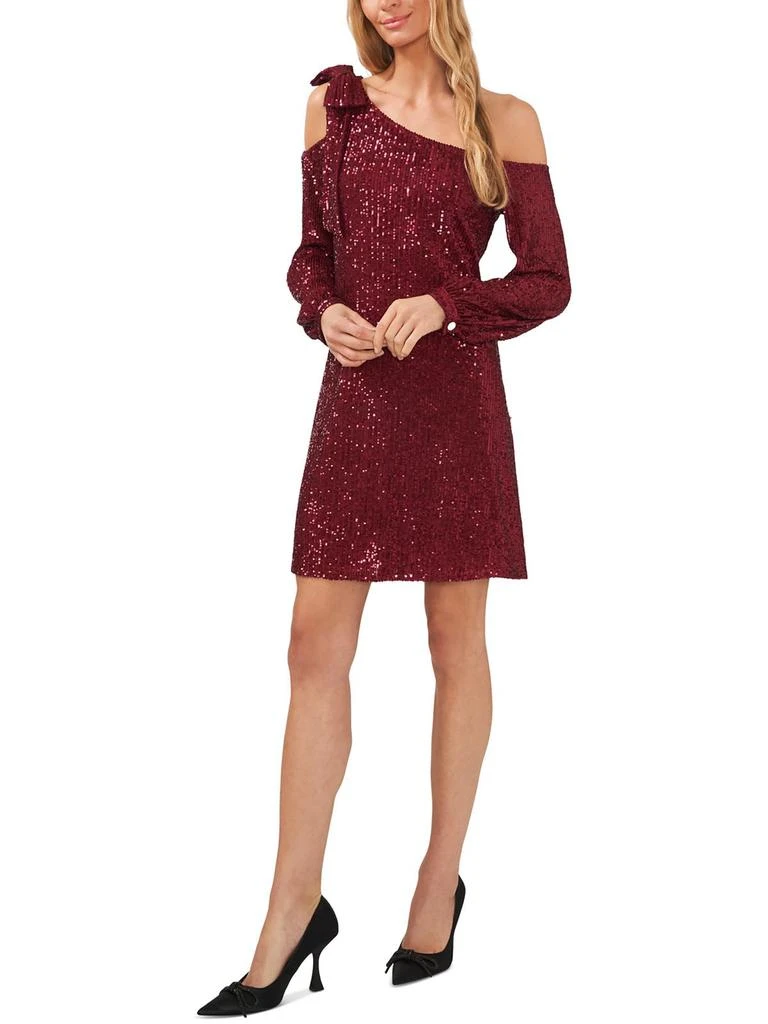 CeCe Womens Sequined One Shoulder Cocktail and Party Dress 4