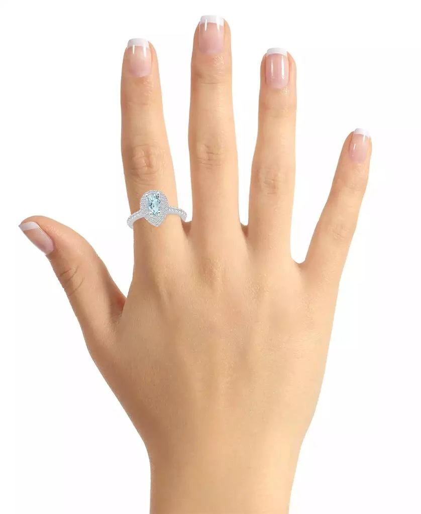 Macy's Aquamarine and Diamond Accent Halo Ring in 14K White Gold 2