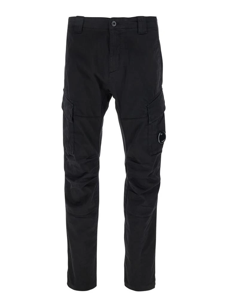 C.P. Company Black Cargo Pants With Lens Motif On The Leg In Cotton Man 1