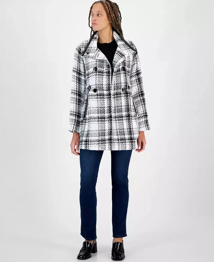 BCX Juniors' Houndstooth Double-Breasted Belted Coat 1