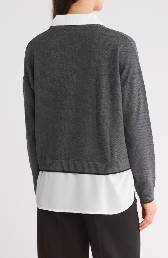Adrianna Papell Twofer Collared Pullover Sweater