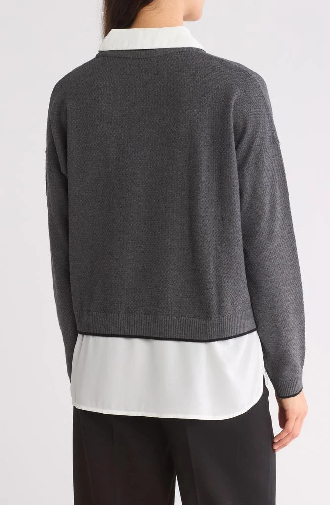 Adrianna Papell Twofer Collared Pullover Sweater 2
