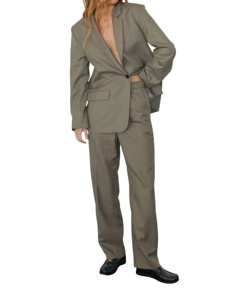 Almina Concept Oversized Wool Blazer In Khaki 2