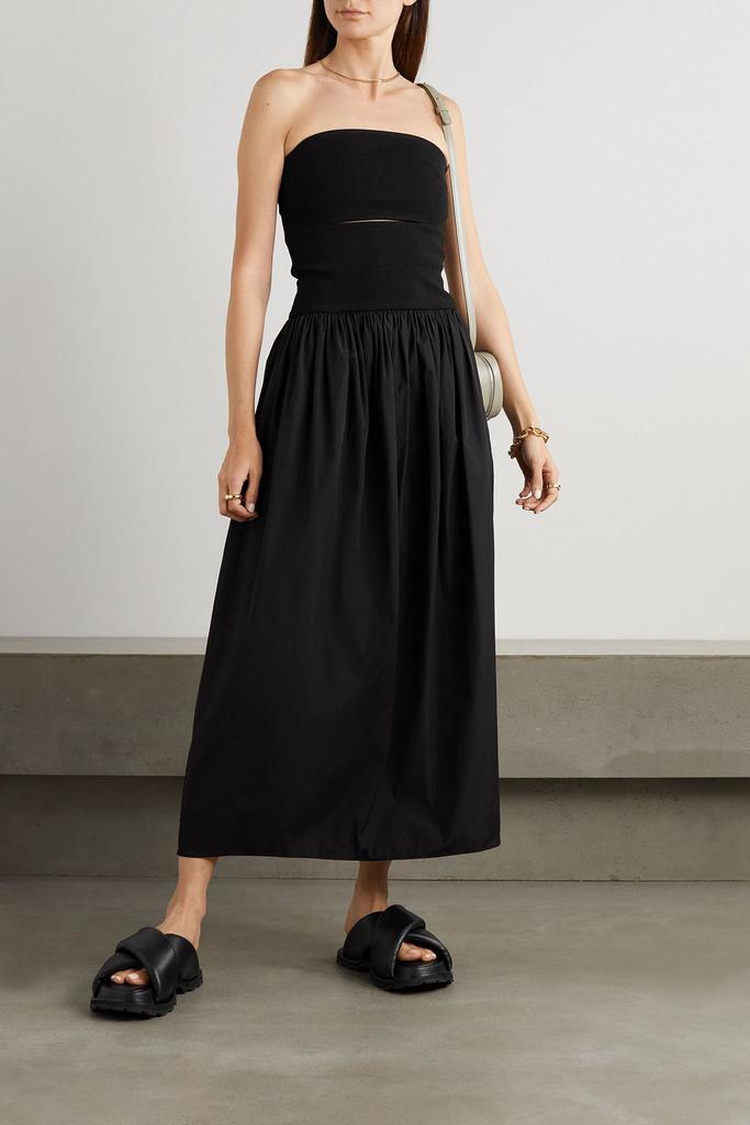 Esse Studios Strapless cutout stretch-knit and cotton-poplin maxi dress