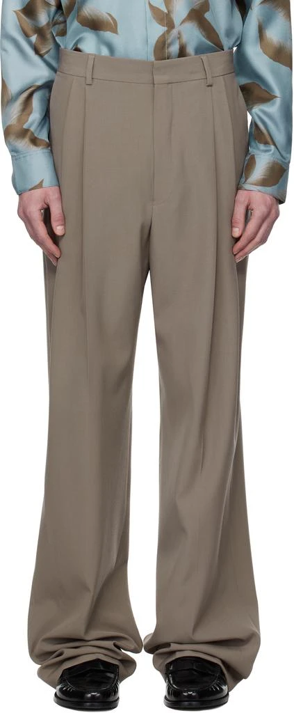 Dries Van Noten Gray Wool Straight Trousers 1
