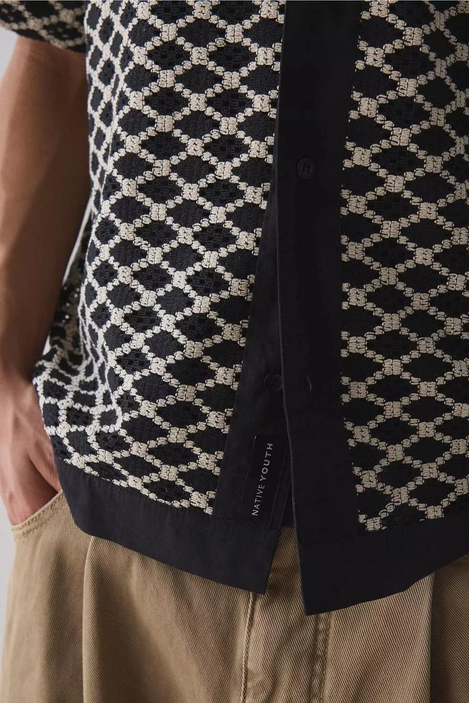 Native Youth Native Youth Cree Crochet Short Sleeve Collared Cardigan 4