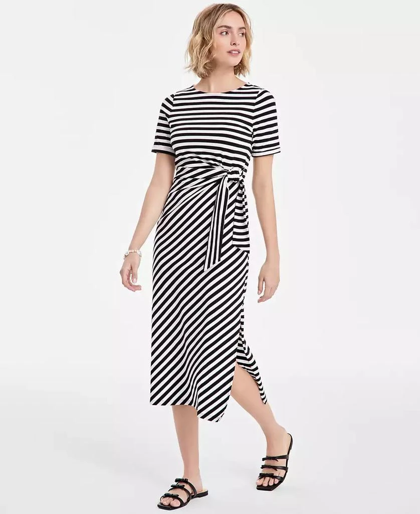 On 34th Women's Striped Tie-Waist Midi Dress, Exclusively at Macy's 1