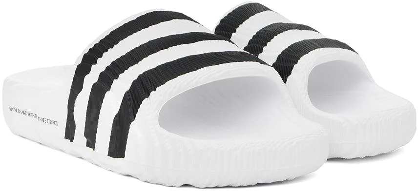 Adidas White & Black Adilette 22 Slides 4