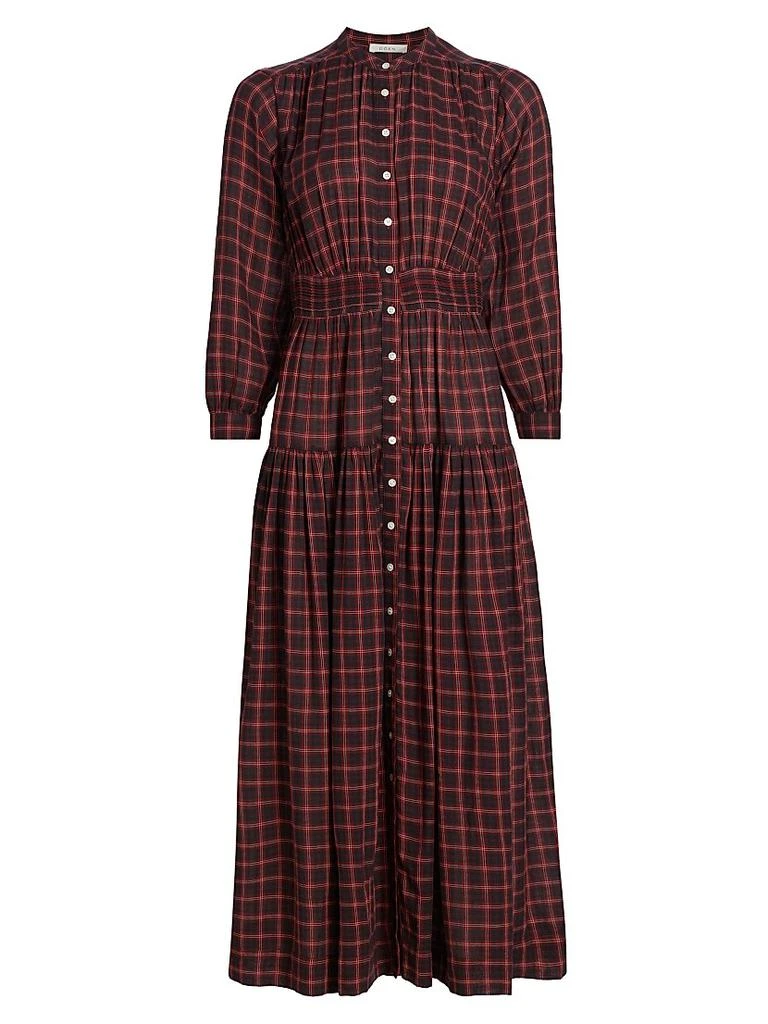 DÔEN Annika Plaid Cotton Midi-Dress 1