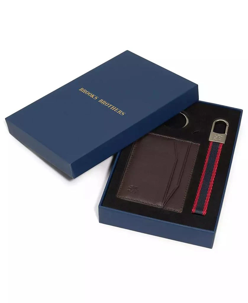 Brooks Brothers Men's Cardholder and Keychain Set 3