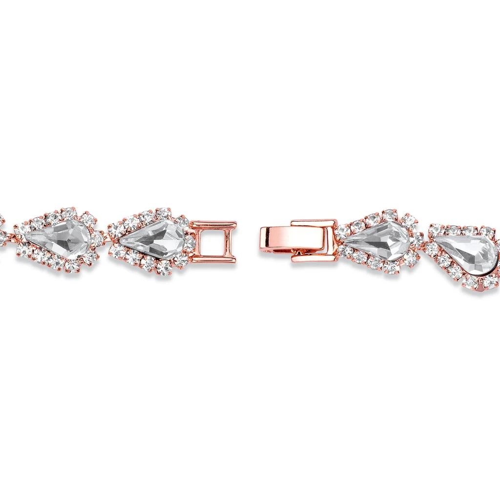 Palm Beach Jewelry Rose Goldtone Pear-Cut Crystal Halo Strand Bracelet 7" 2