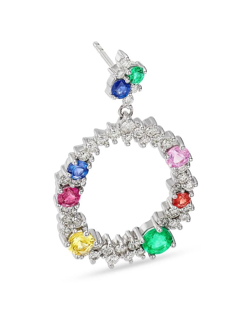 Bloomingdale
s Fine Collection Ruby, Emerald 
Rainbow Sapphire Doorknocker Drop Earrings in 14K White Gold 3