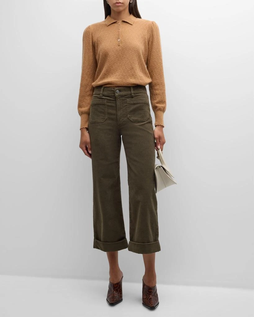 FRAME Scalloped Cashmere Polo Sweater 2