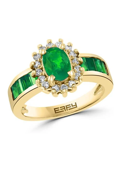 Shop 1/4 Diamond and Emerald Ring in 14K