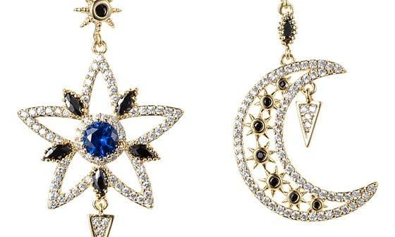 EYE CANDY LOS ANGELES CZ Sun 
Moon Drop Earrings 2