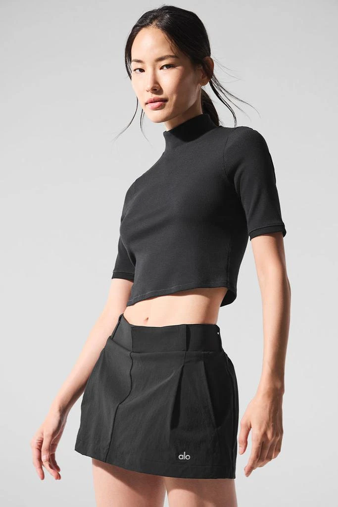 Alo Ribbed Mesh Secret Short Sleeve - Crystal Clear Blue 4