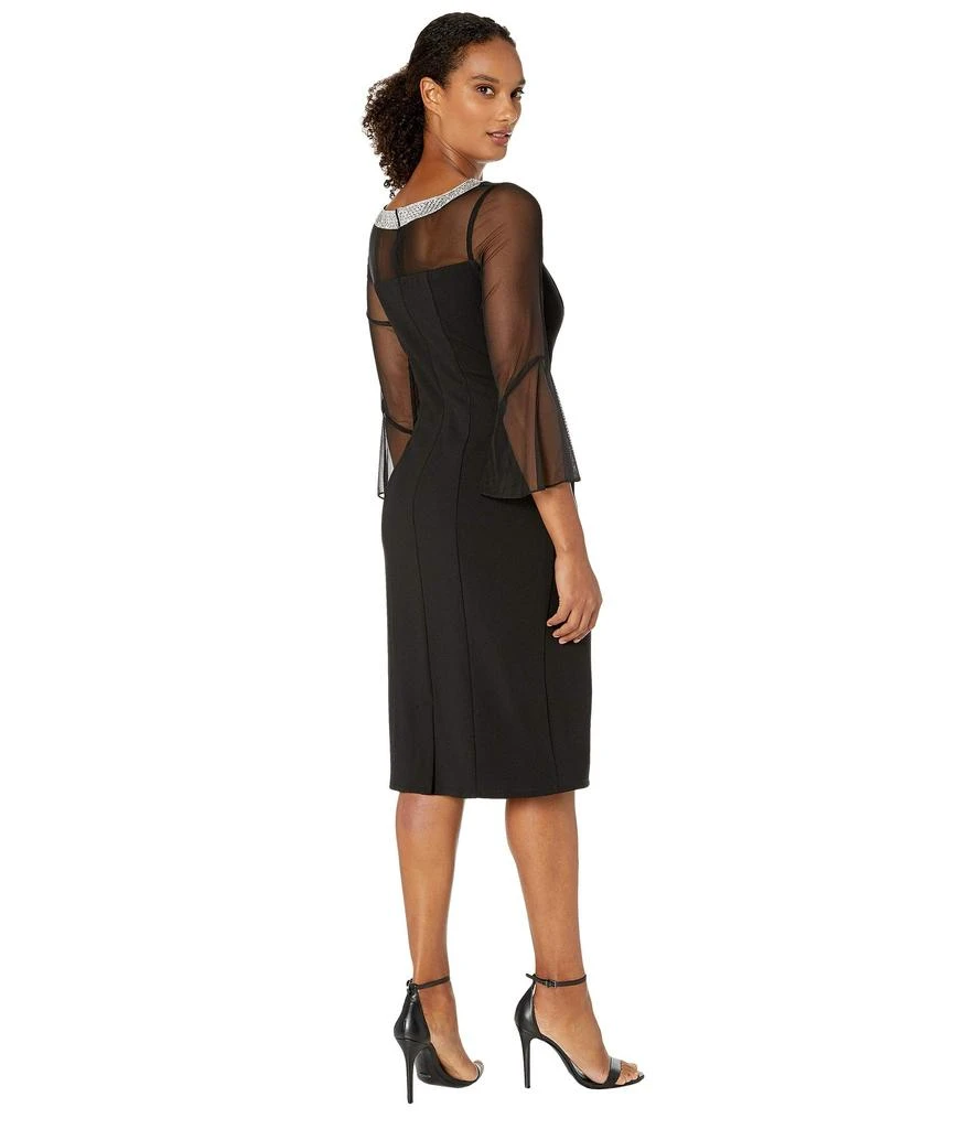 Alex Evenings Short Shift Dress with Beaded Illusion Neckline and Bell Sleeves 3