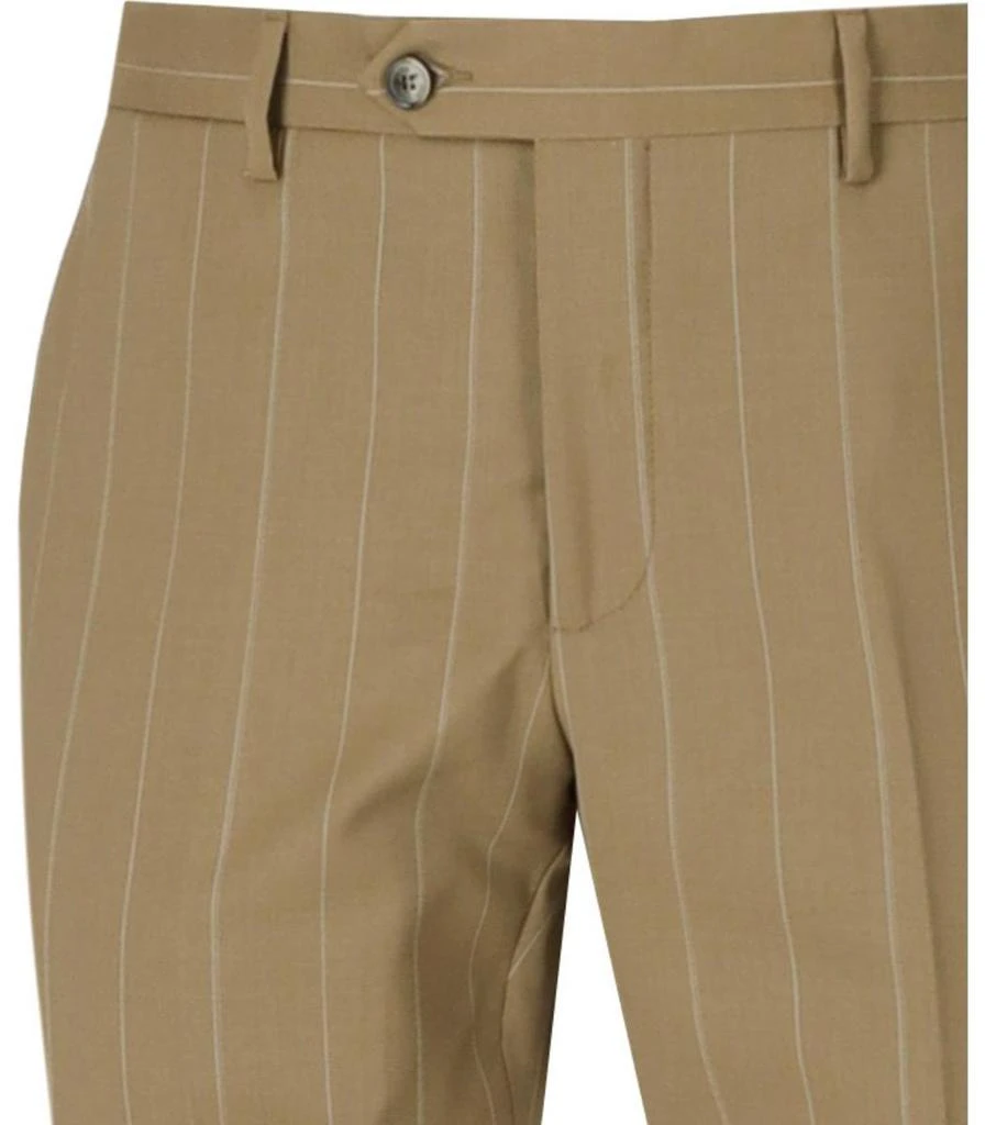 MANUEL RITZ Manuel Ritz Beige Pinstripe Single-Breasted Suit 5