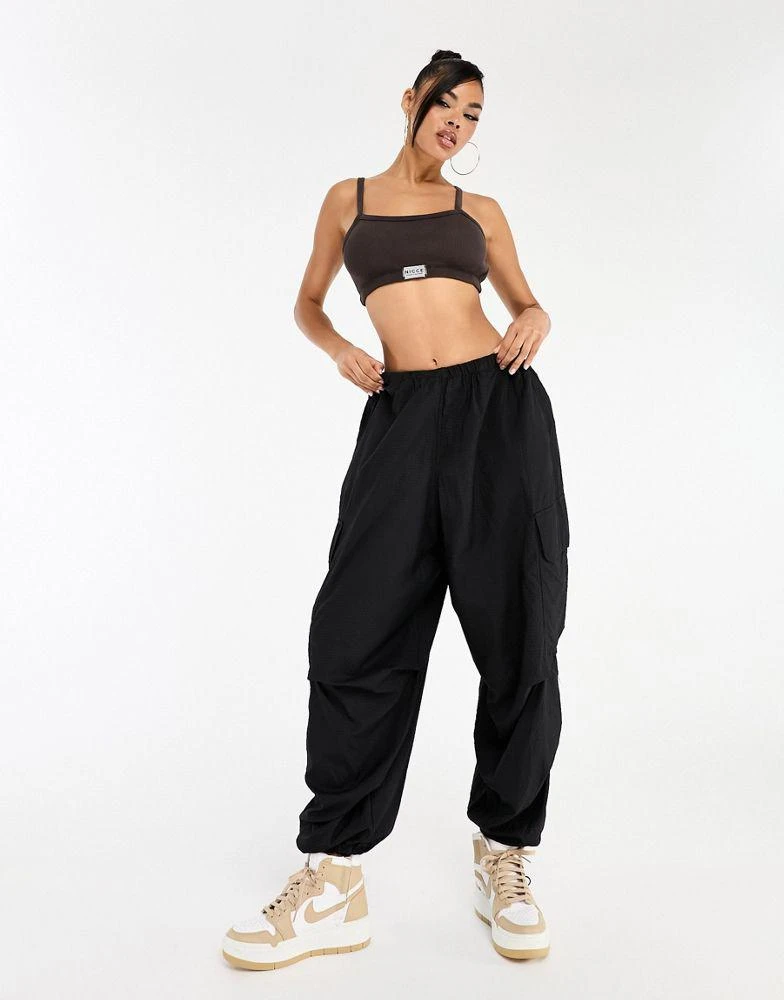 NICCE Nicce kira co-ord waffle crop tank top in charcoal grey 3