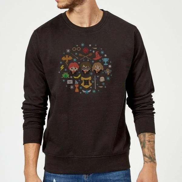 Harry Potter Harry Potter Characters Christmas Sweater - Black 1