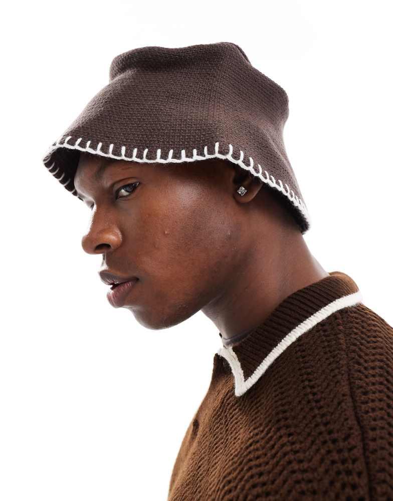 ASOS ASOS DESIGN knitted bucket hat in brown