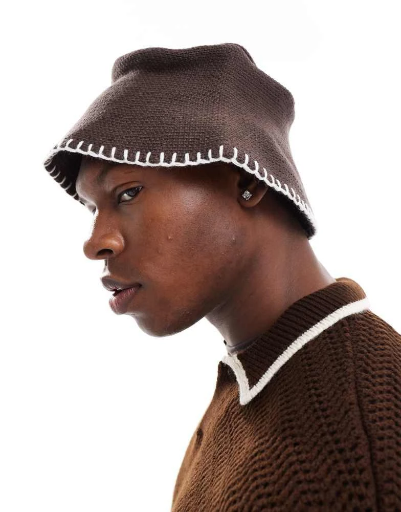 ASOS ASOS DESIGN knitted bucket hat in brown 1