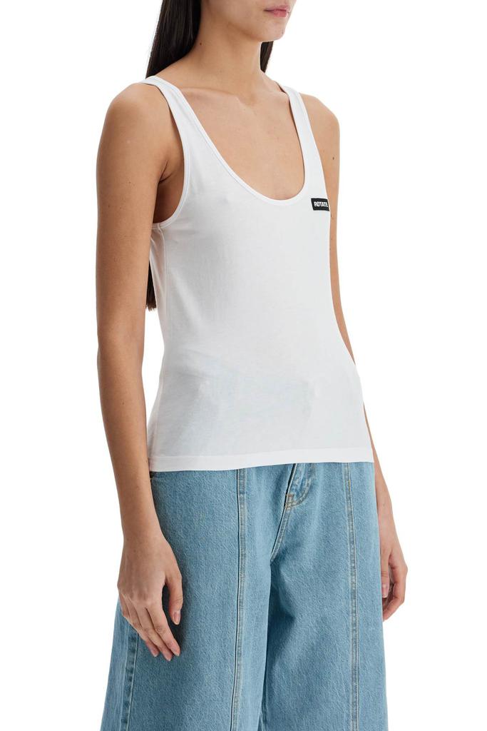ROTATE Birger Christensen white recycled cotton top with deep neckline