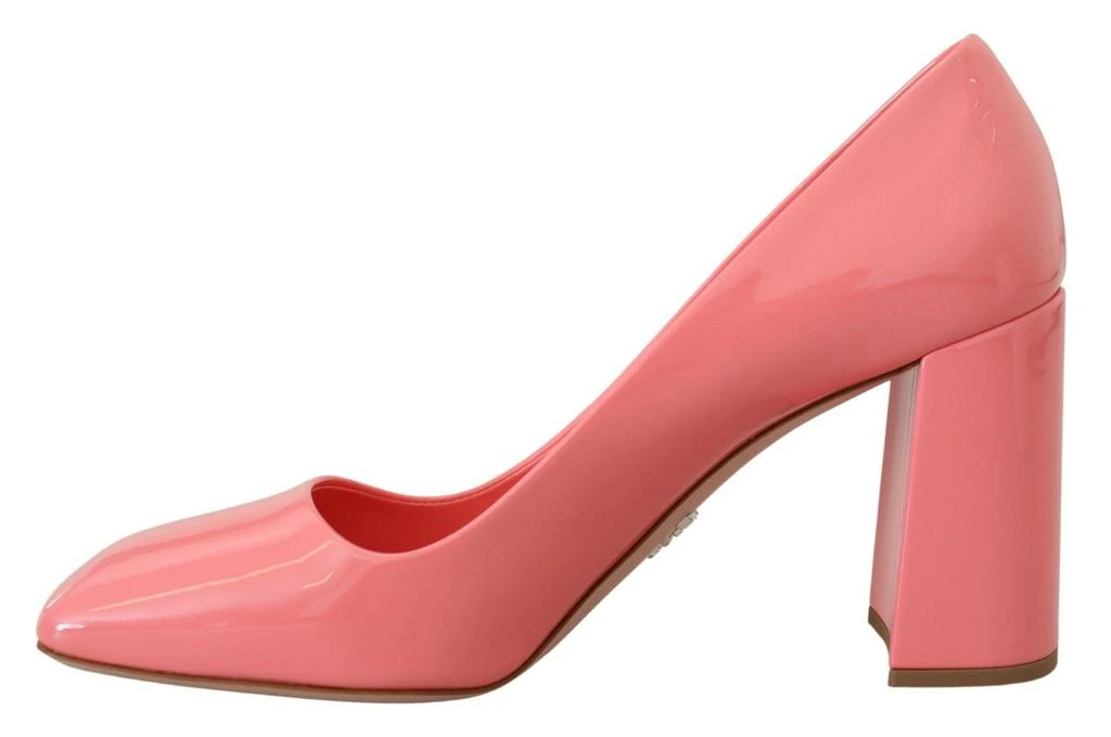Prada Pink Patent Leather Block Heels Pumps Classic 6