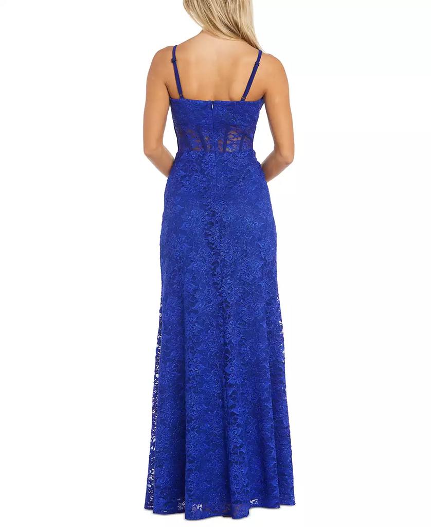 Morgan & Company Juniors' Glitter Scallop Lace Corset Gown