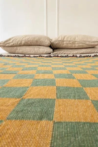 Clr Shop Clr Shop Green & Gold Woven Throw Blanket 2