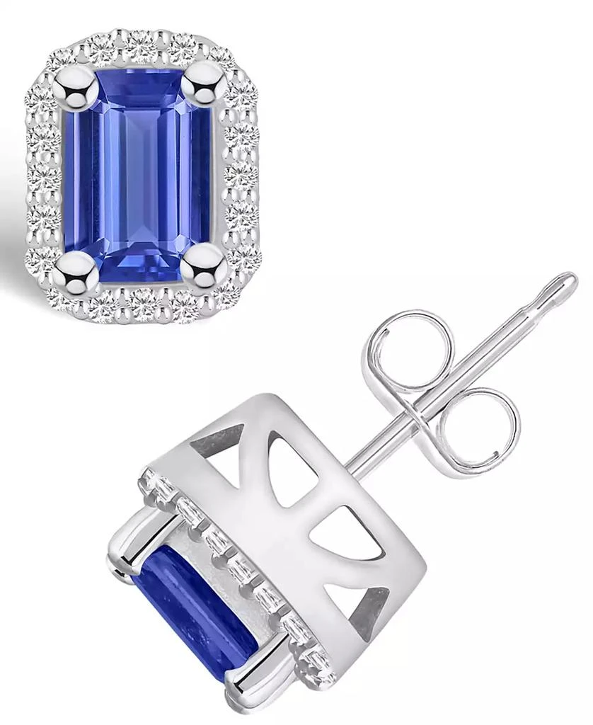 Macy's Tanzanite (1-1/10 Ct. t.w.) and Diamond (1/5 Ct. t.w.) Halo Stud Earrings 1