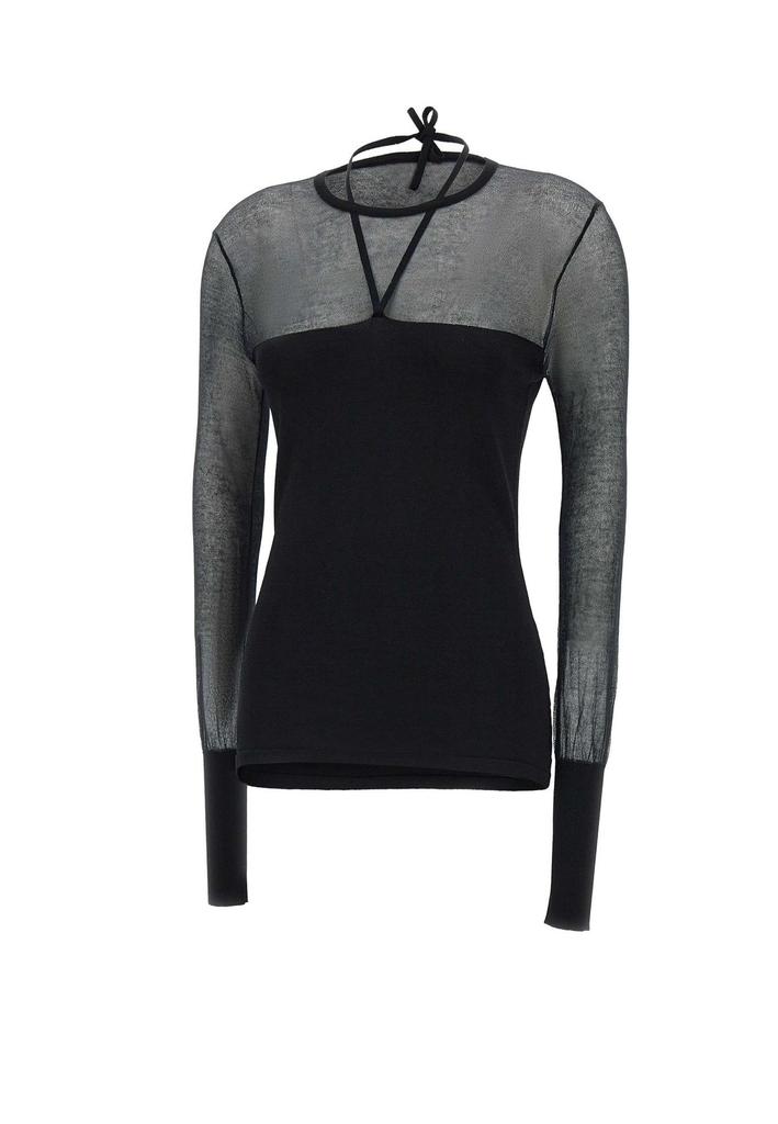 ANDREA ADAMO Andrea Adamo Sheer Panel Sweater