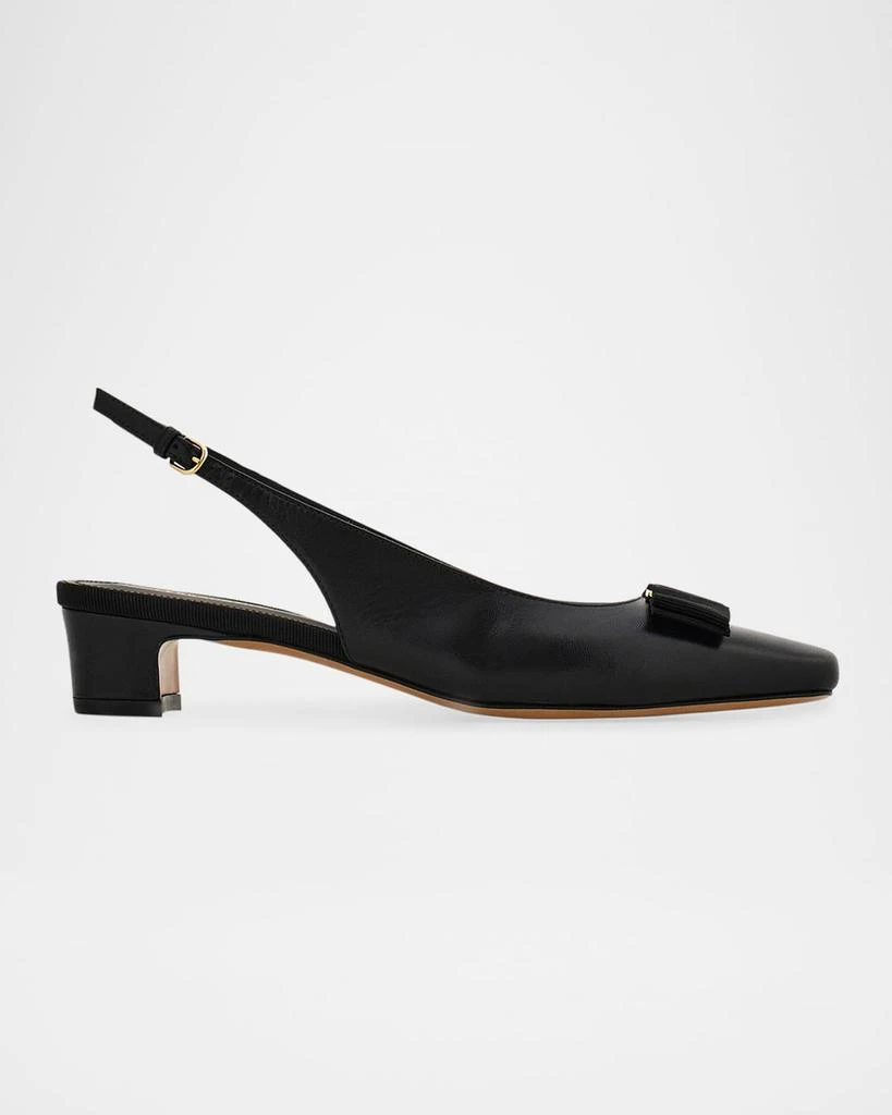 Salvatore Ferragamo Rivada Leather Bow Slingback Pumps 1